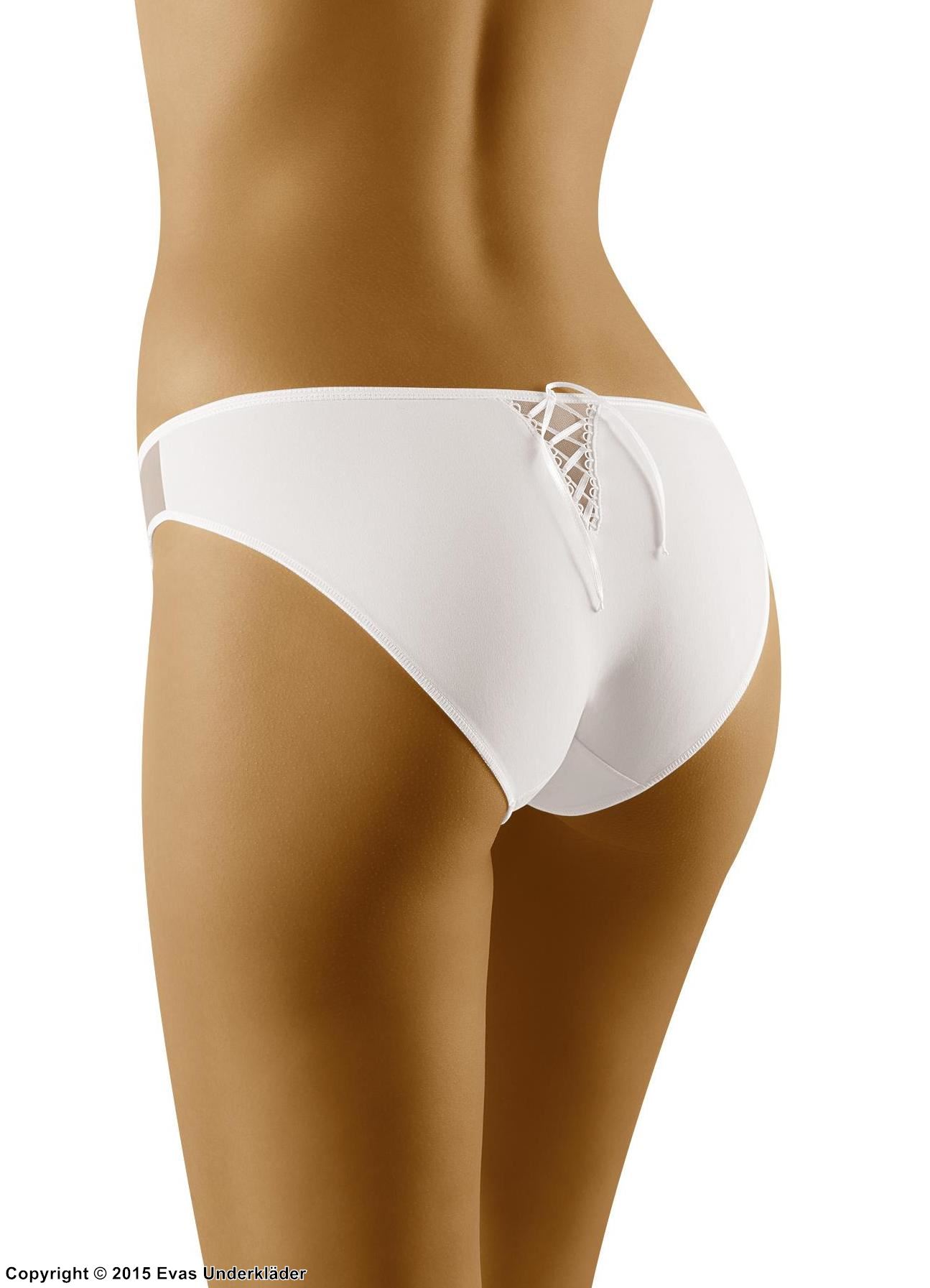 Classic briefs, high quality microfiber, embroidery, lacing